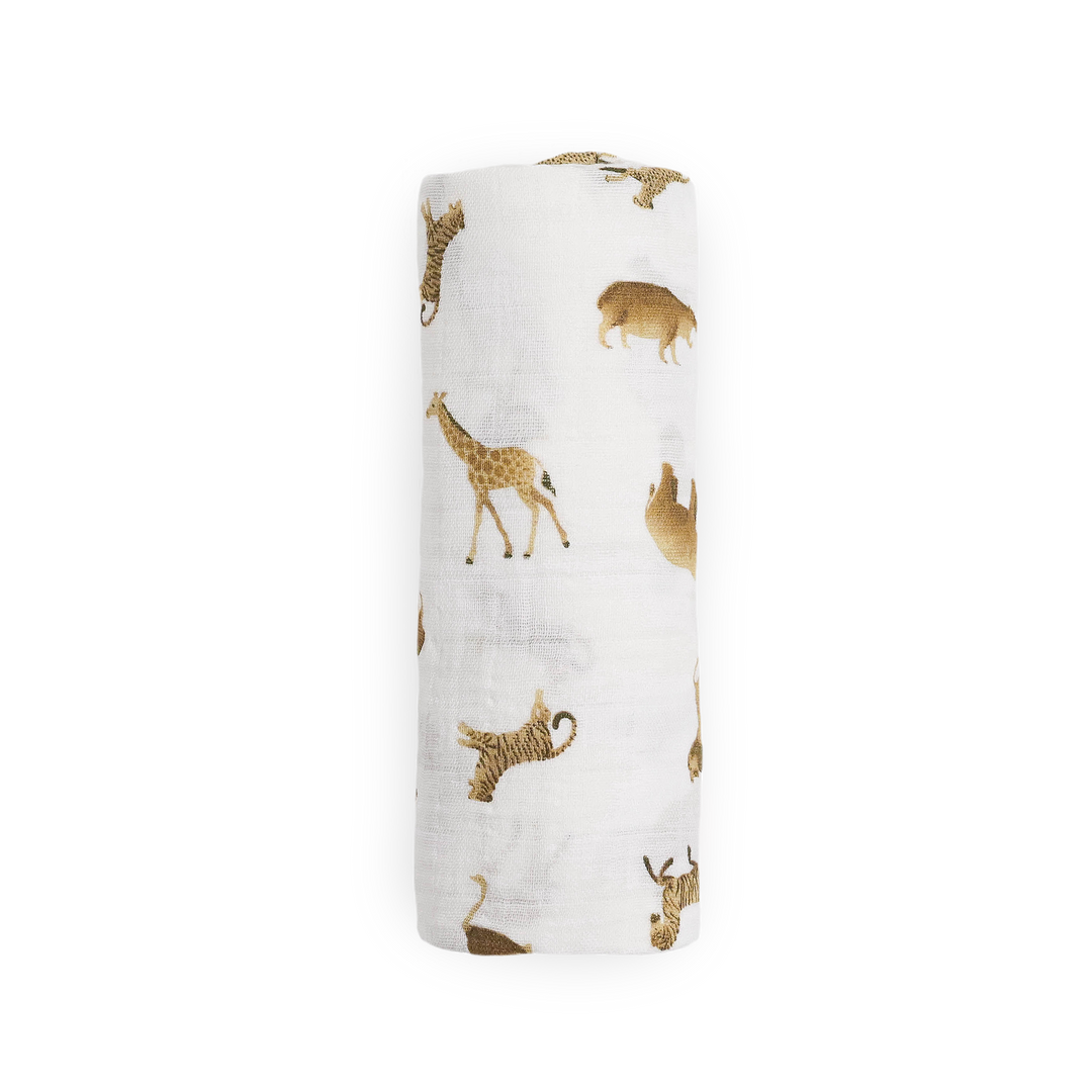 Little Unicorn Animal Crackers Muslin Swaddle Blanket, ideal swaddling muslin blanket for babies.