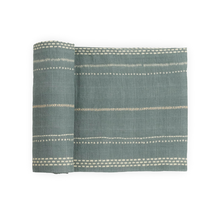 Little Unicorn Organic Cotton Muslin Swaddle Blanket in Stillwater Stitch, soft baby blanket for newborns.
