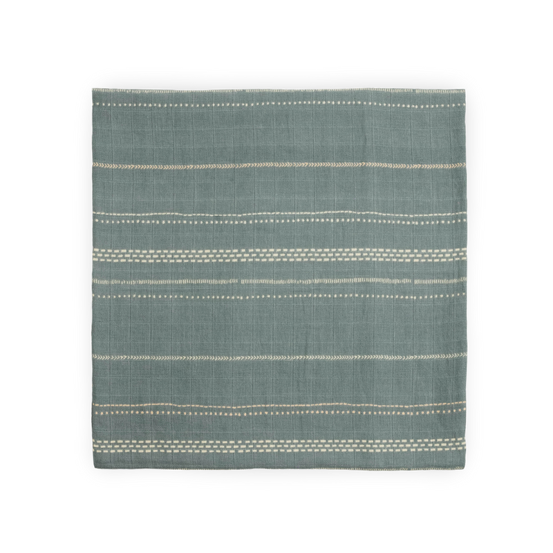 Gentle infant muslin blankets by Little Unicorn, Organic Cotton Muslin Swaddle Blanket in Stillwater Stitch.