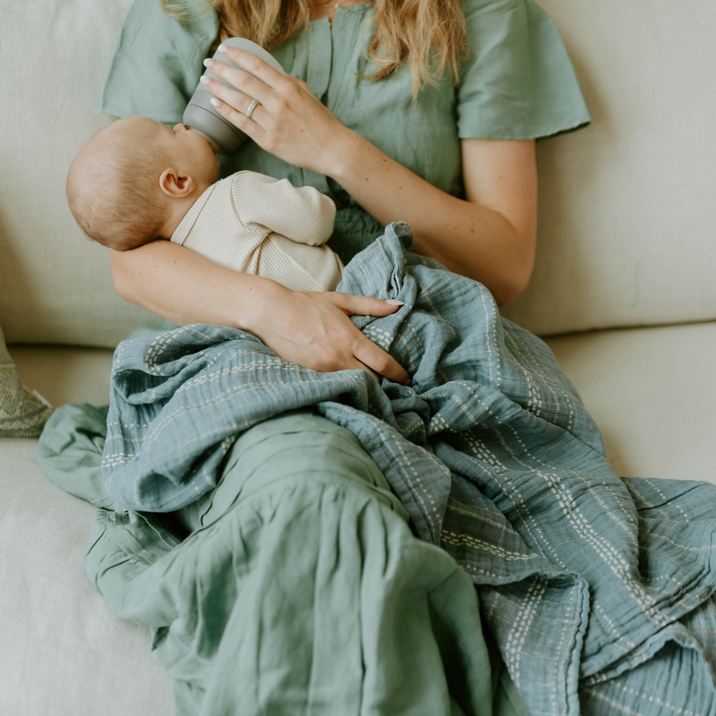 Stillwater Stitch muslin baby blankets from Little Unicorn, cozy Organic Cotton Muslin Swaddle Blanket.