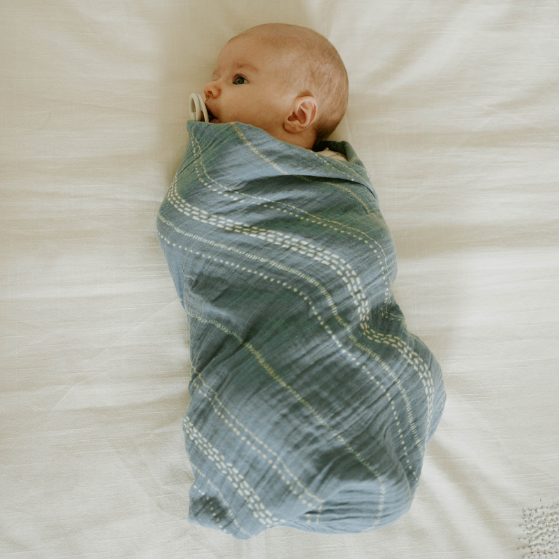 Little Unicorn Organic Cotton Muslin Swaddle Blanket in Stillwater Stitch, versatile swaddle cloth muslin.