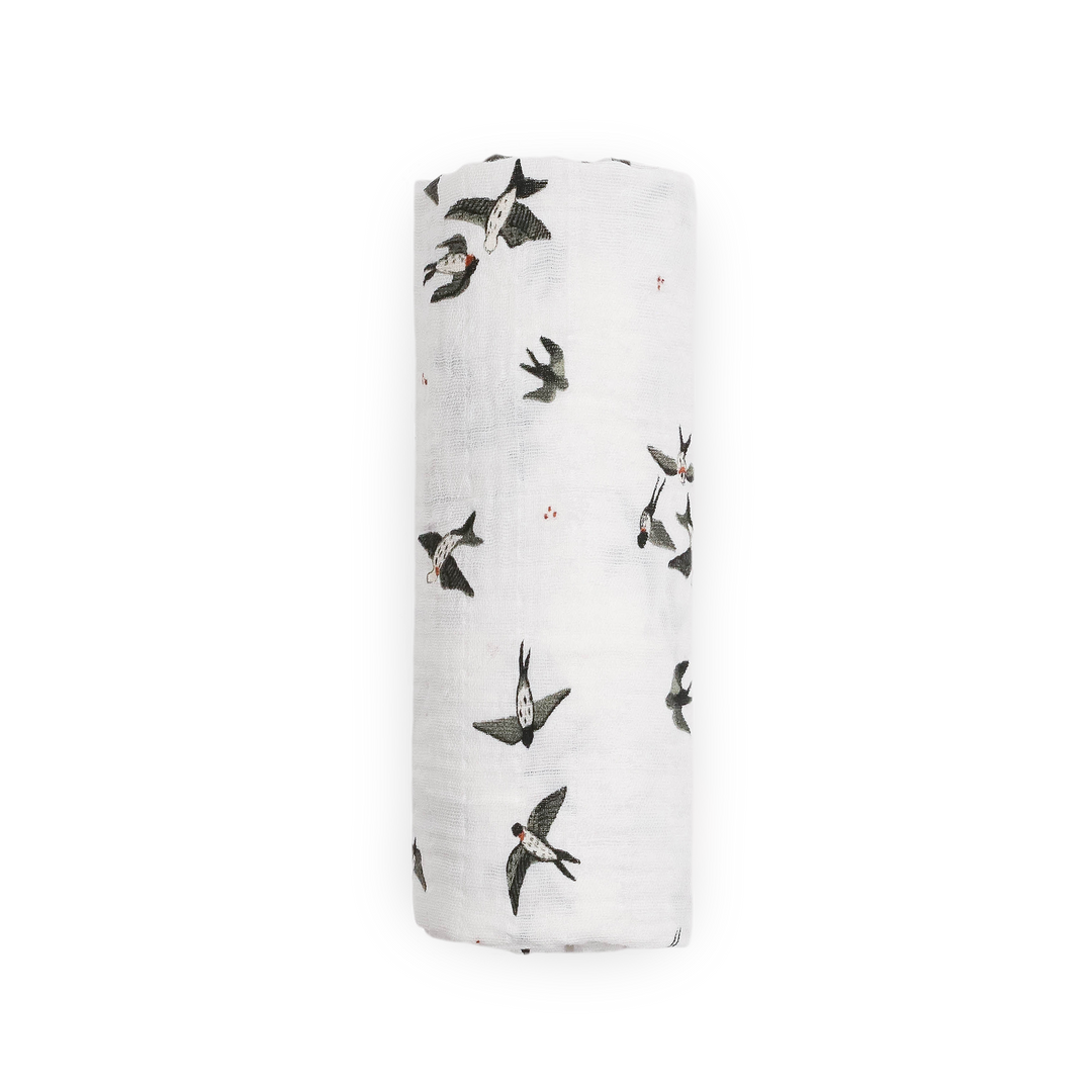 Little Unicorn Swallows Muslin Swaddle Blanket, ideal swaddling muslin blanket for babies.