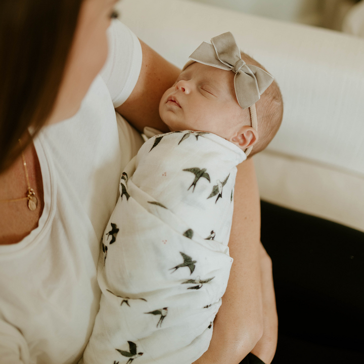 Swallows muslin baby blankets from Little Unicorn, cozy Organic Cotton Muslin Swaddle Blanket.