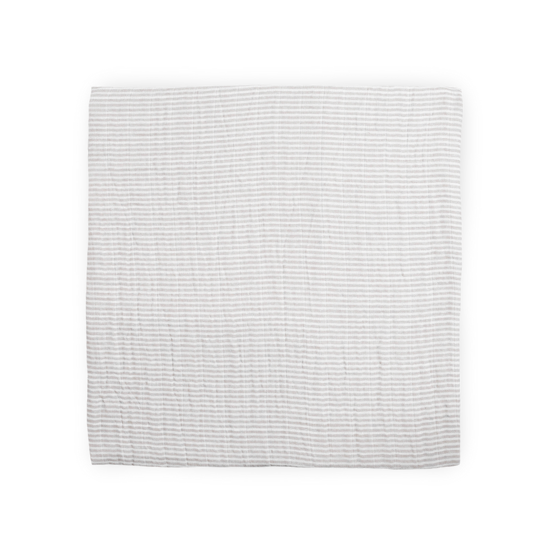 Gentle infant muslin blankets by Little Unicorn, Organic Cotton Muslin Swaddle Blanket in Sand Stripe.