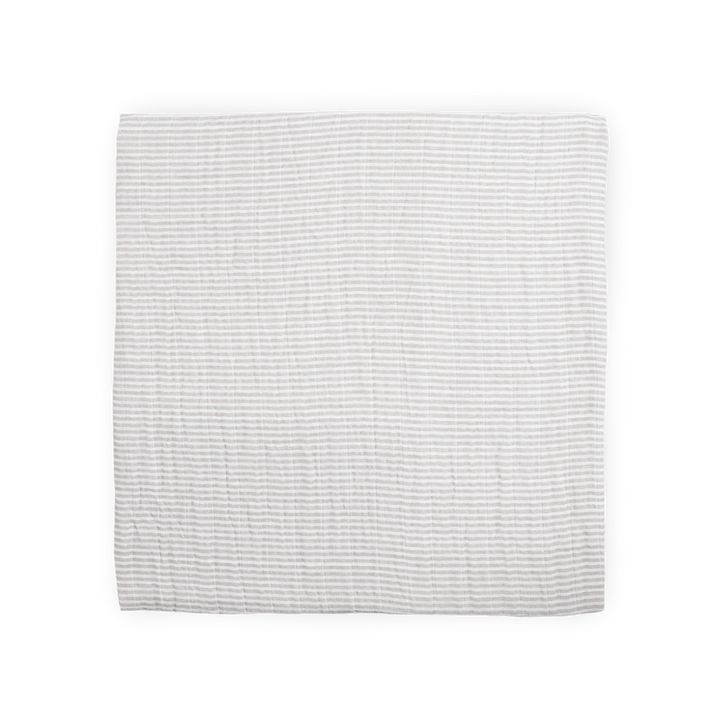 Gentle infant muslin blankets by Little Unicorn, Organic Cotton Muslin Swaddle Blanket in Sand Stripe.