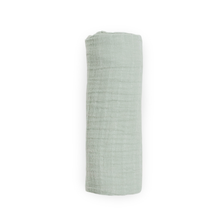 Little Unicorn White Sage swaddle crafted in soft organic cotton, perfect muslin for swaddling