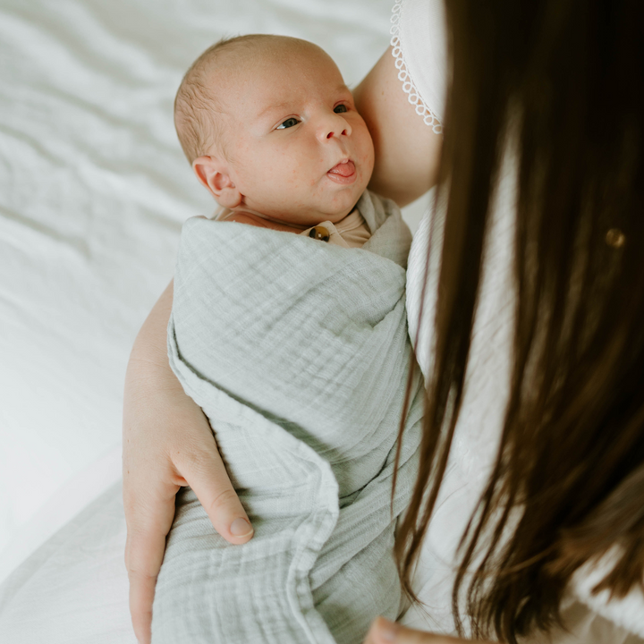 Premium Little Unicorn Organic Cotton Muslin Swaddle Blanket in White Sage, versatile swaddle cloth muslin