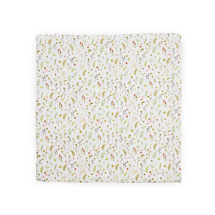 Gentle infant muslin blankets by Little Unicorn, Organic Cotton Muslin Swaddle Blanket in Floral Field.