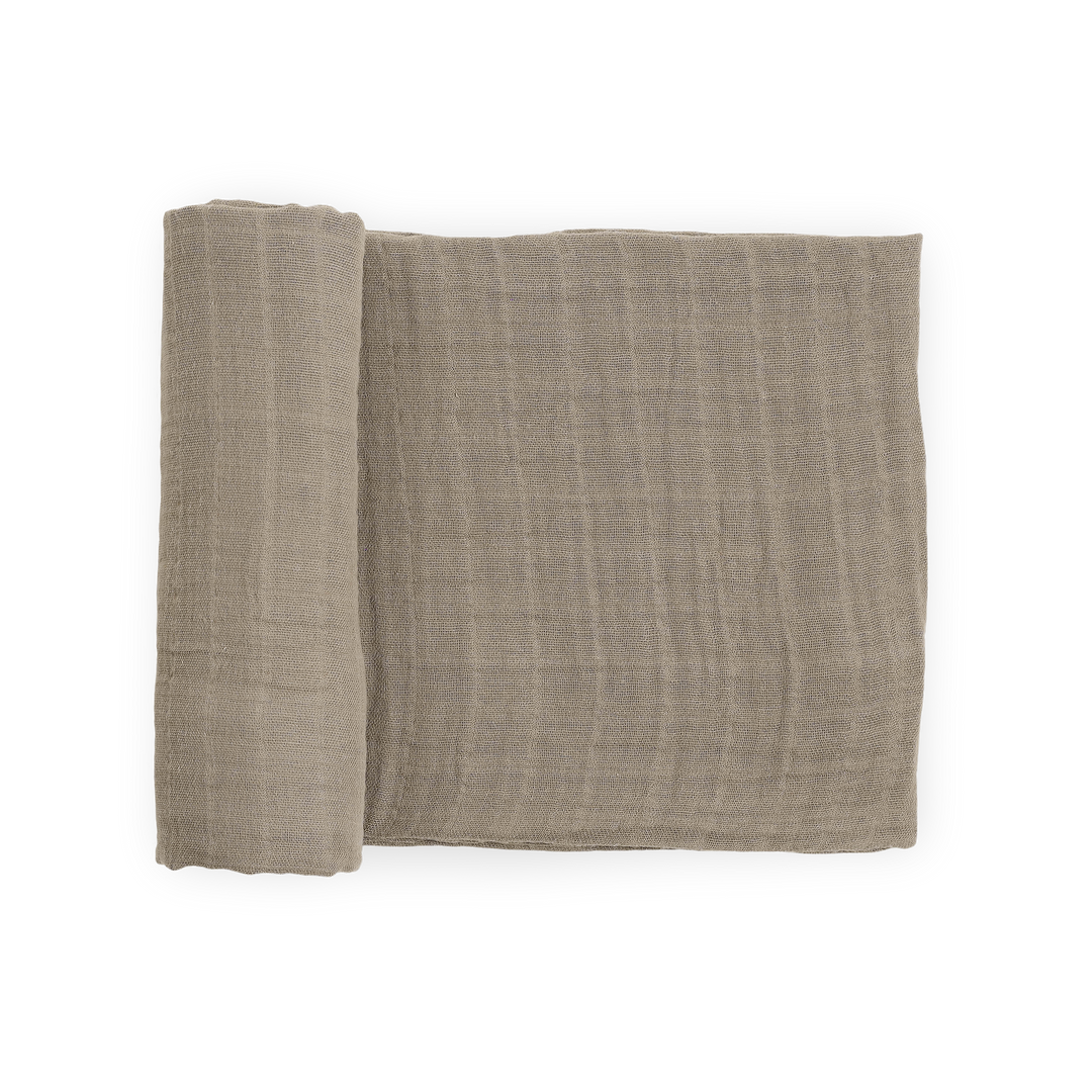 Little Unicorn Organic Cotton Muslin Swaddle Blanket in Driftwood, soft baby blanket for newborns.