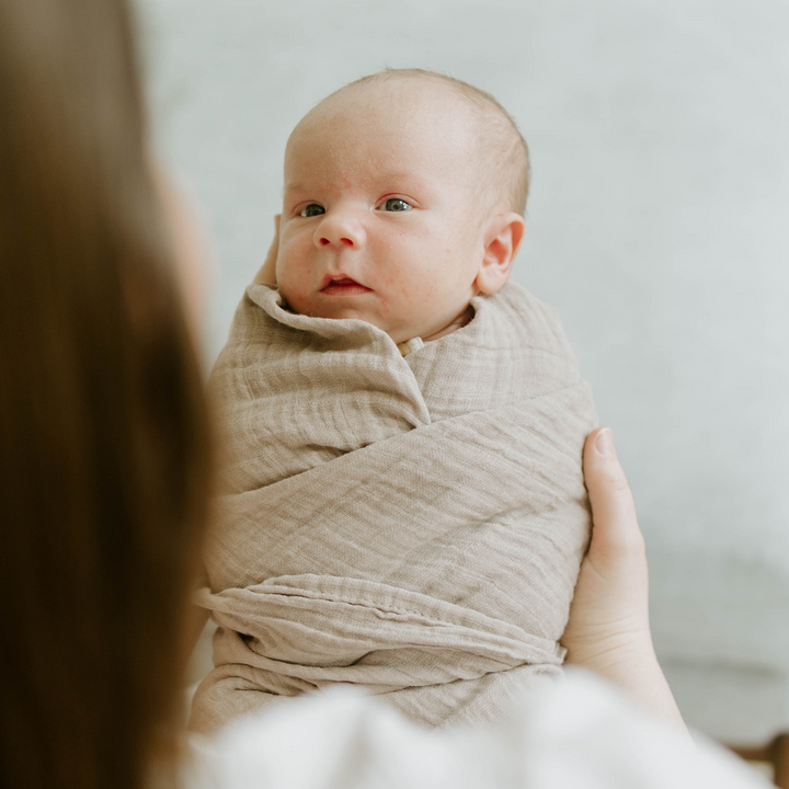 Soft and breathable muslin for swaddling, Little Unicorn Organic Cotton Driftwood Swaddle Blanket.