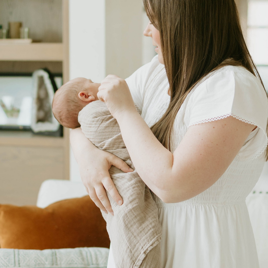 Driftwood muslin baby blankets from Little Unicorn, cozy Organic Cotton Muslin Swaddle Blanket.