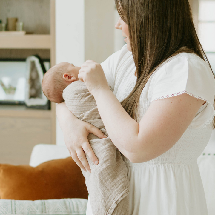 Driftwood muslin baby blankets from Little Unicorn, cozy Organic Cotton Muslin Swaddle Blanket.