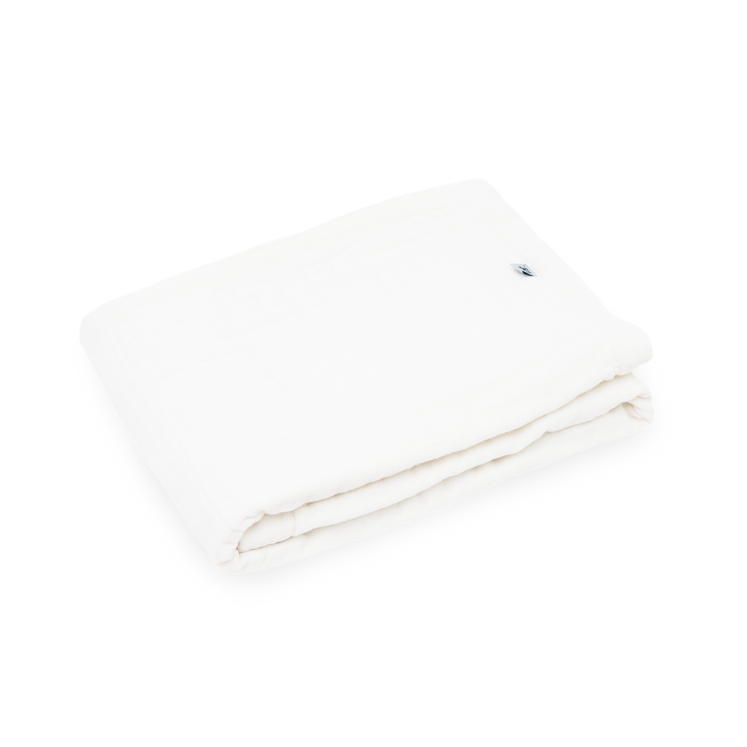 Organic muslin quilt by Little Unicorn, White design, lightweight muslin baby quilt ideal for swaddling