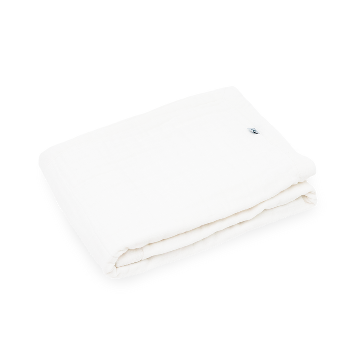 Organic muslin quilt by Little Unicorn, White design, lightweight muslin baby quilt ideal for swaddling