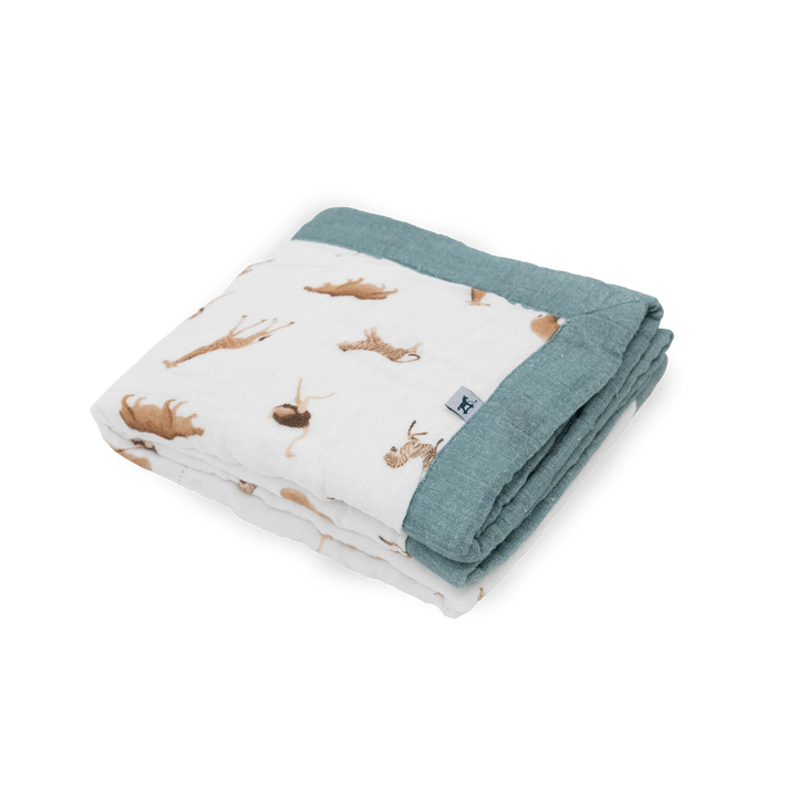 Soft muslin quilt from Little Unicorn, Organic Cotton Muslin Baby Quilt - Animal Crackers, perfect for infant snuggles