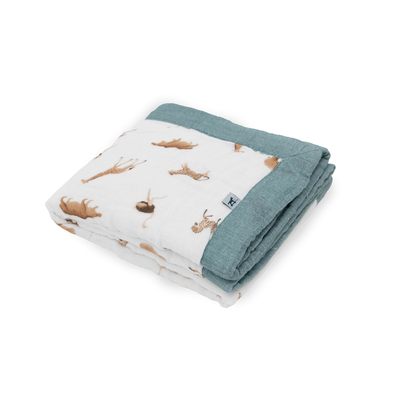 Soft muslin quilt from Little Unicorn, Organic Cotton Muslin Baby Quilt - Animal Crackers, perfect for infant snuggles
