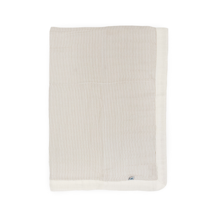 Little Unicorn Organic Cotton Muslin Baby Quilt - Sand Stripe, soft muslin baby blanket for cozy infant comfort