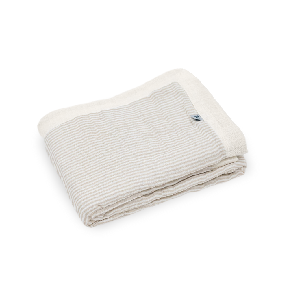 Organic muslin quilt by Little Unicorn, Sand Stripe design, lightweight muslin baby quilt ideal for swaddling