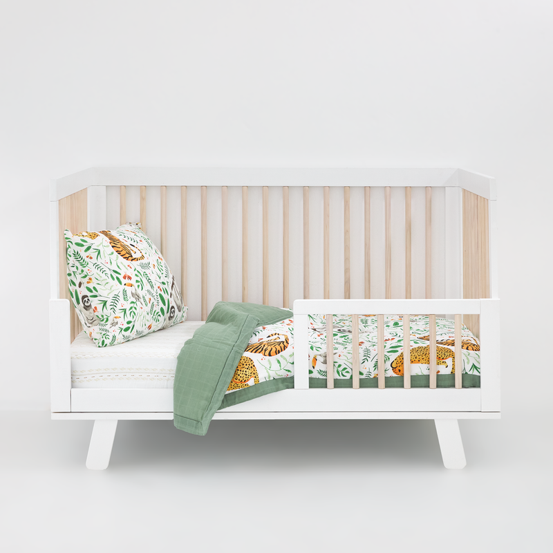 Soft Cotton Muslin Toddler Comforter Mighty Jungle by Little Unicorn, perfect for toddler sleep