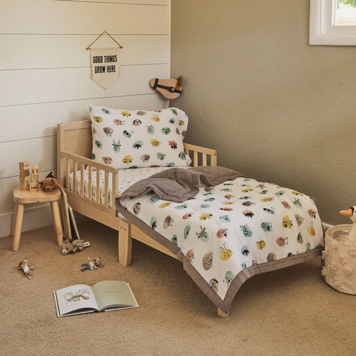 Cotton Muslin Toddler Bedding 3 Piece Set - Watercolor Critters