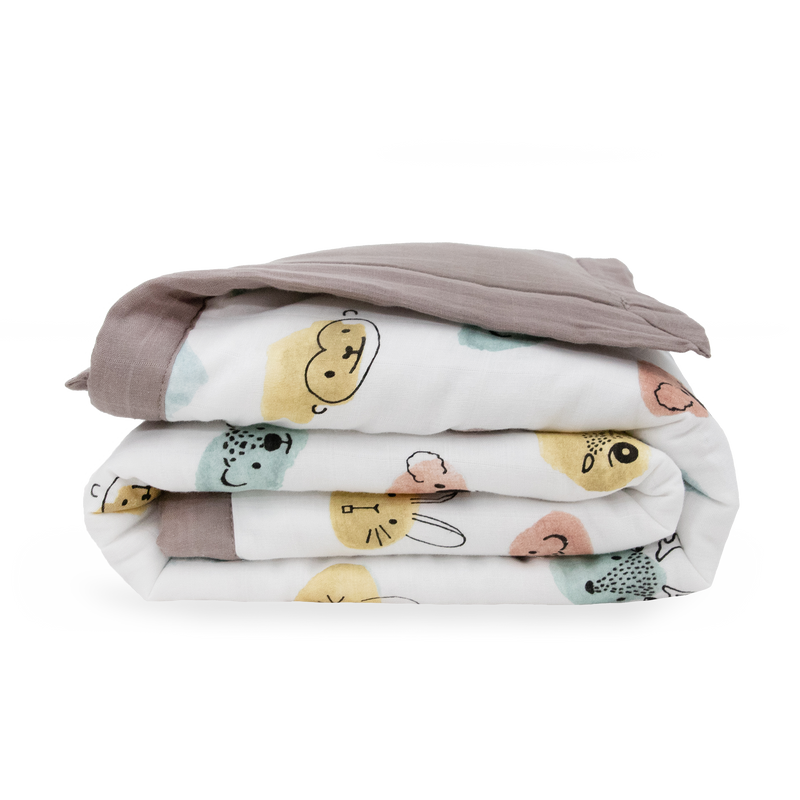 Watercolor Critters Cotton Muslin Toddler Comforter by Little Unicorn, cozy comforter for little ones