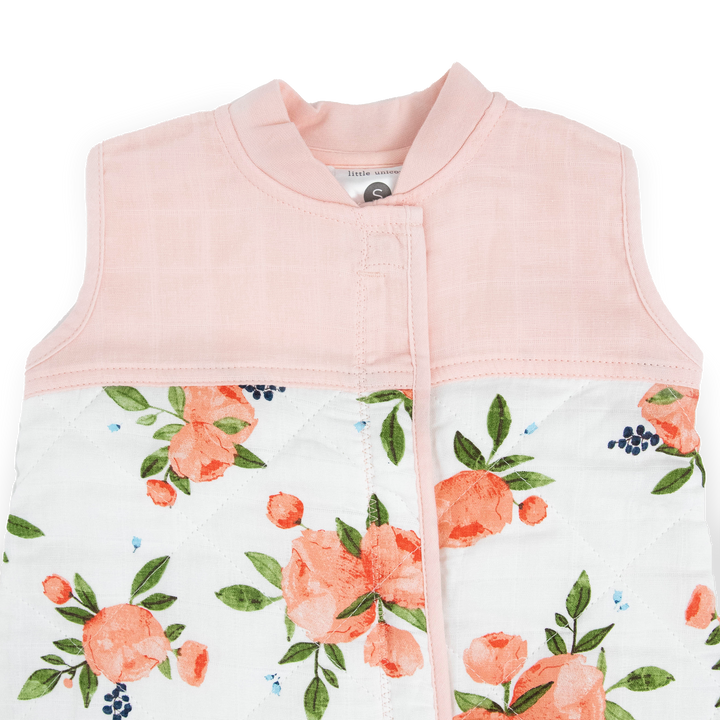 Watercolor Roses infant sleeping bag by Little Unicorn, soft and breathable for little ones.