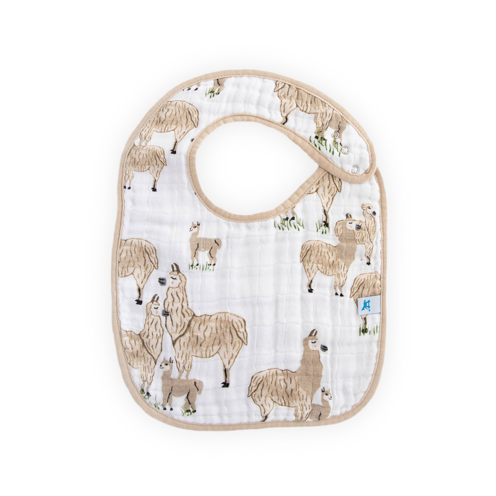Three-piece Little Unicorn Cotton Muslin Classic Bibs - Llama Llama, perfect for keeping babies clean