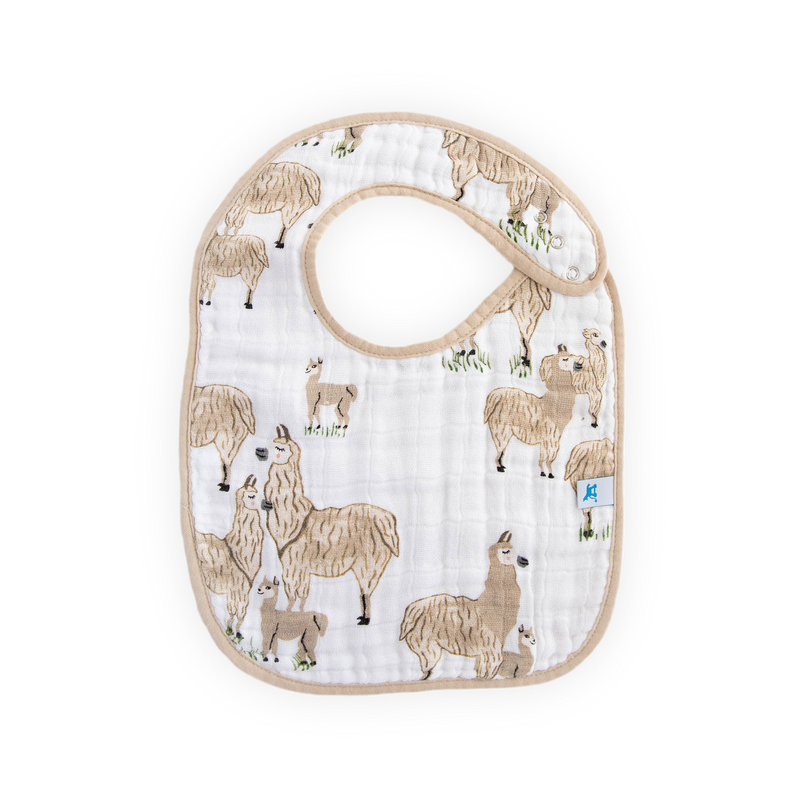 Three-piece Little Unicorn Cotton Muslin Classic Bibs - Llama Llama, perfect for keeping babies clean