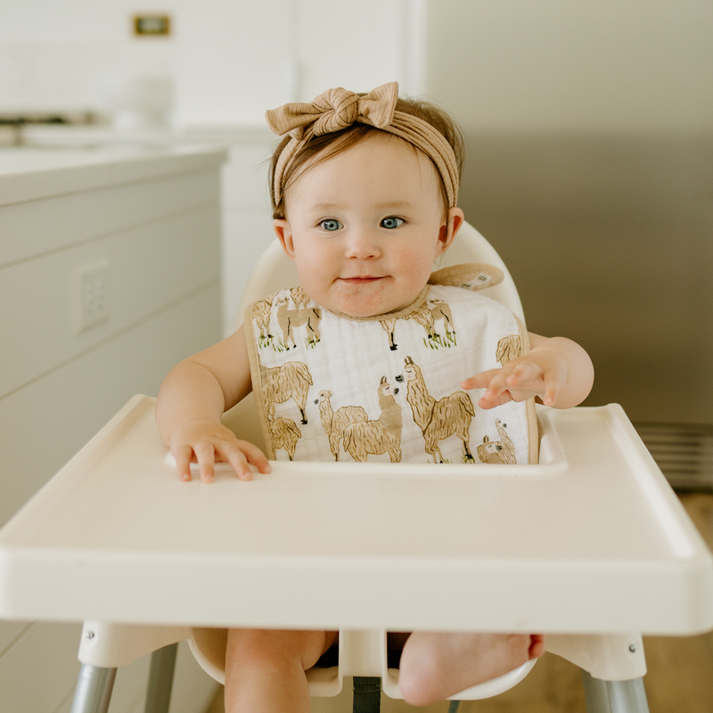Little Unicorn Cotton Muslin Classic Bib 3 Pack - Llama Llama, easy-care bib for baby