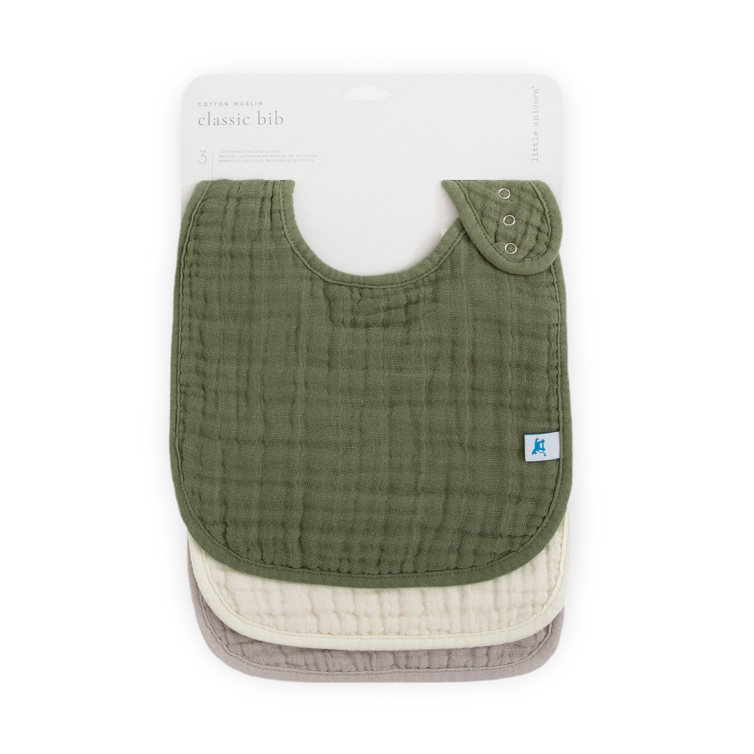 Little Unicorn Cotton Muslin Fern 2 Bibs, convenient bibs for feeding time