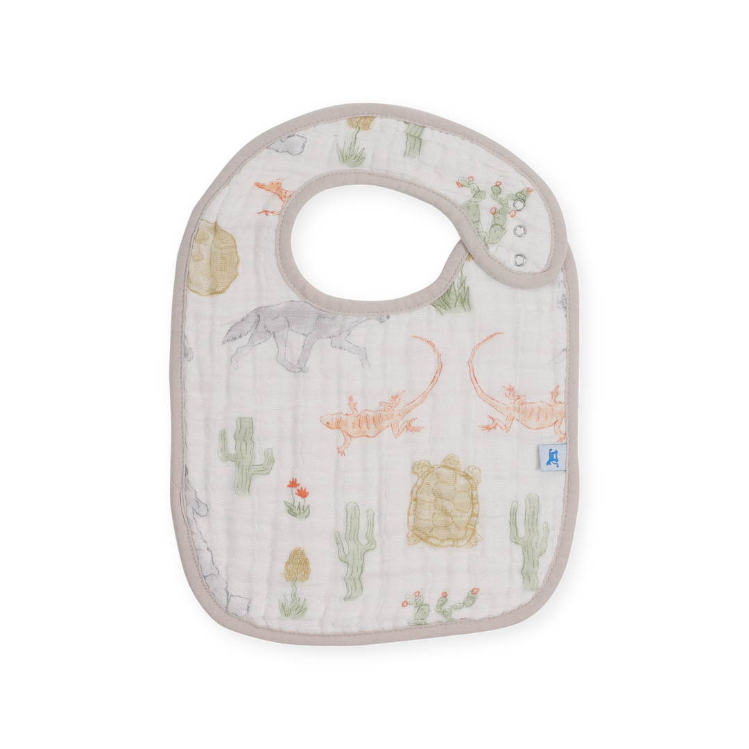 Set of Little Unicorn Cotton Muslin Classic Bib 3 Pack - Adobe Checker, durable and cute bibs for babies with checkered print.