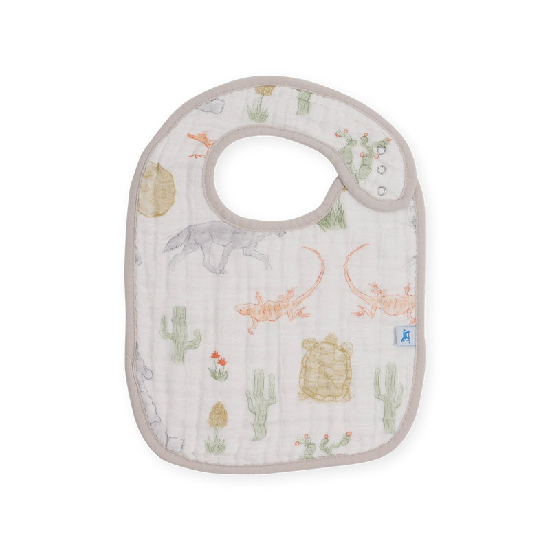 Set of Little Unicorn Cotton Muslin Classic Bib 3 Pack - Adobe Checker, durable and cute bibs for babies with checkered print.