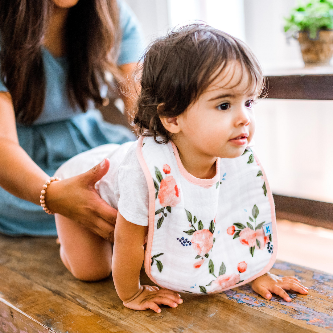 Durable Little Unicorn Classic Bibs 3 Pack - Watercolor Roses, bibs for baby that are easy to clean