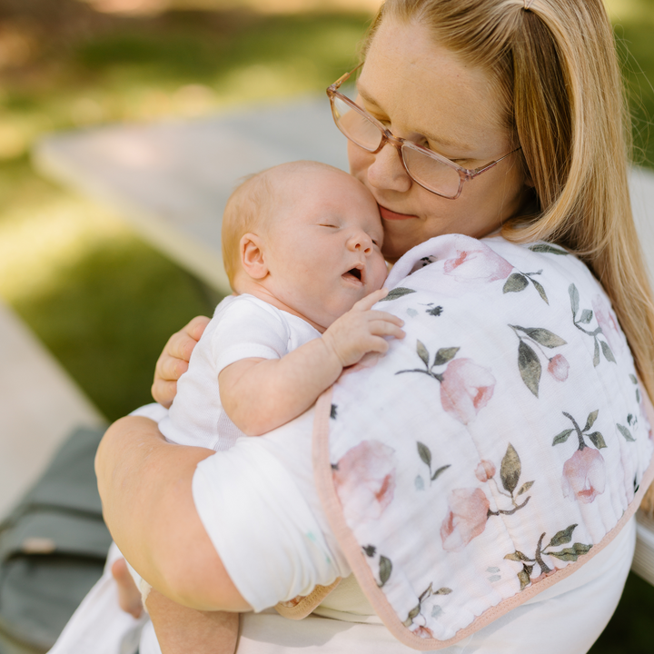 Little Unicorn Organic Cotton Muslin Burp Cloth 2 Pack - Watercolor Floret + Rosie, best burp cloths for daily use