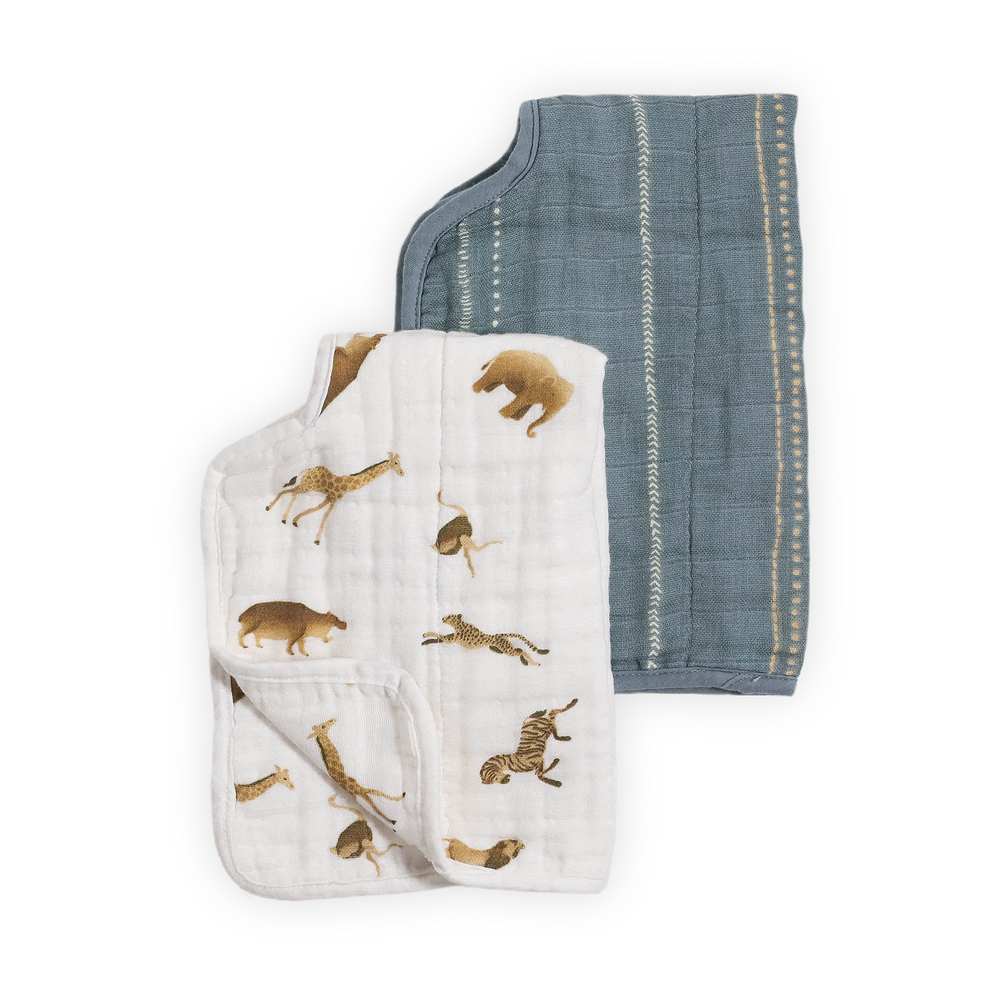 Keep your little one clean with Little Unicorn Organic Cotton Muslin Burp Cloth 2 Pack - Animal Crackers + Stillwater Stitch, nice burp cloths.