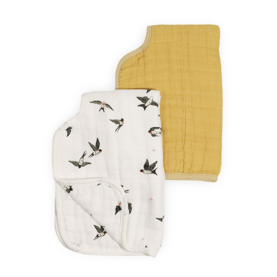 Keep your baby clean with Little Unicorn Organic Cotton Muslin Burp Cloth 2 Pack - Swallows + Wheat, nice burp cloths.