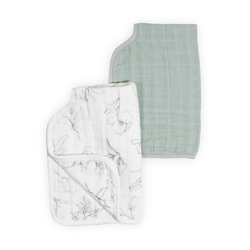 Keep your little one clean with Little Unicorn Organic Cotton Muslin Burp Cloth 2 Pack - Pencil Floral + White Sage, nice burp cloths.