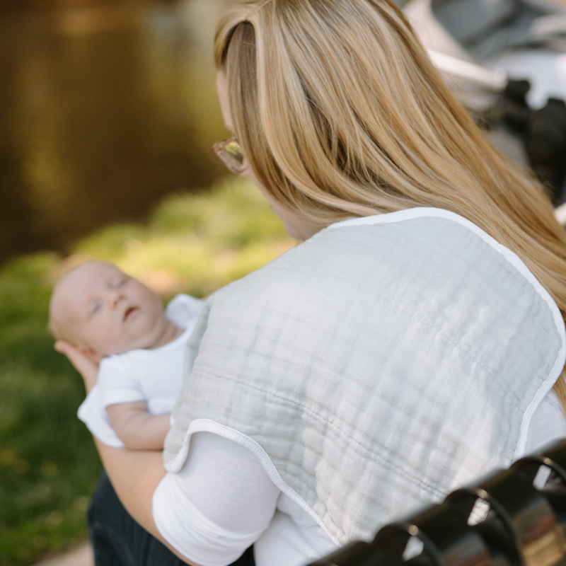 Little Unicorn Organic Cotton Muslin Burp Cloth 2 Pack - Pencil Floral + White Sage, best burp cloths for feeding and burping.