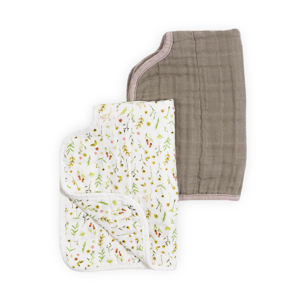 Keep your baby clean with Little Unicorn Organic Cotton Muslin Burp Cloth 2 Pack - Floral Field + Driftwood, nice burp cloths.