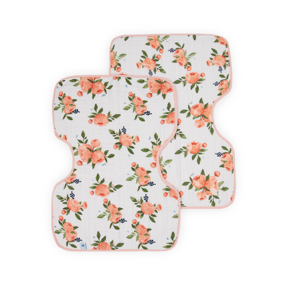 Little Unicorn Cotton Muslin Burp Cloth 2 Pack - Watercolor Roses 2, soft muslin burp cloths for babies