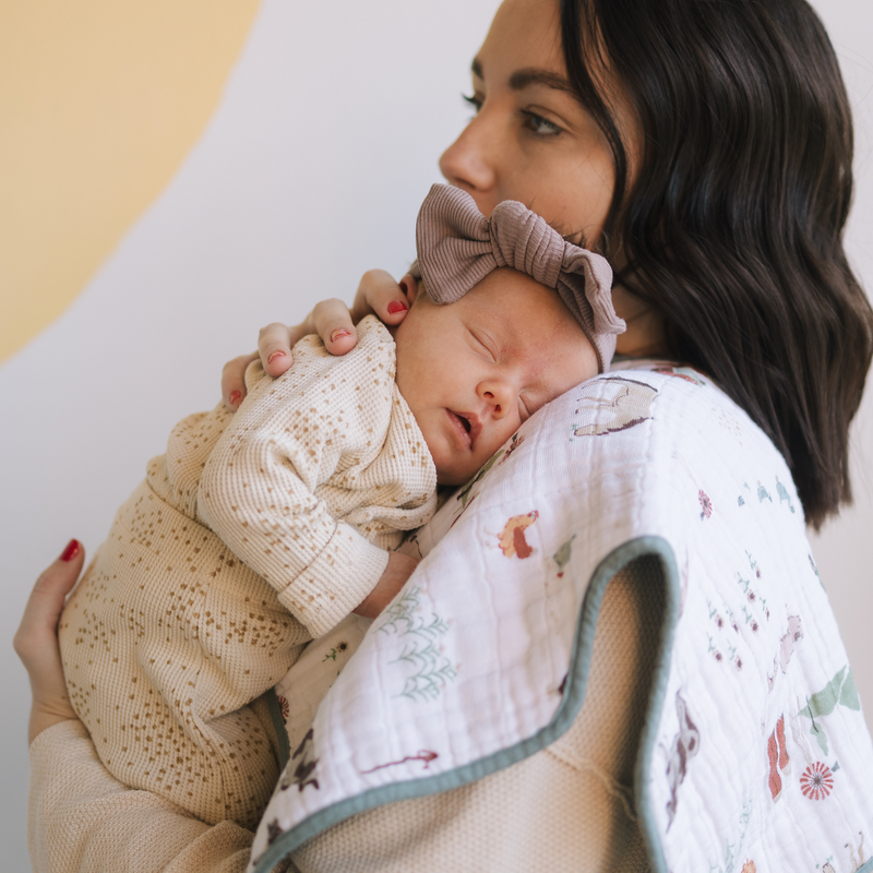 Keep baby clean with Little Unicorn Farmyard burp cloths, 2-pack set