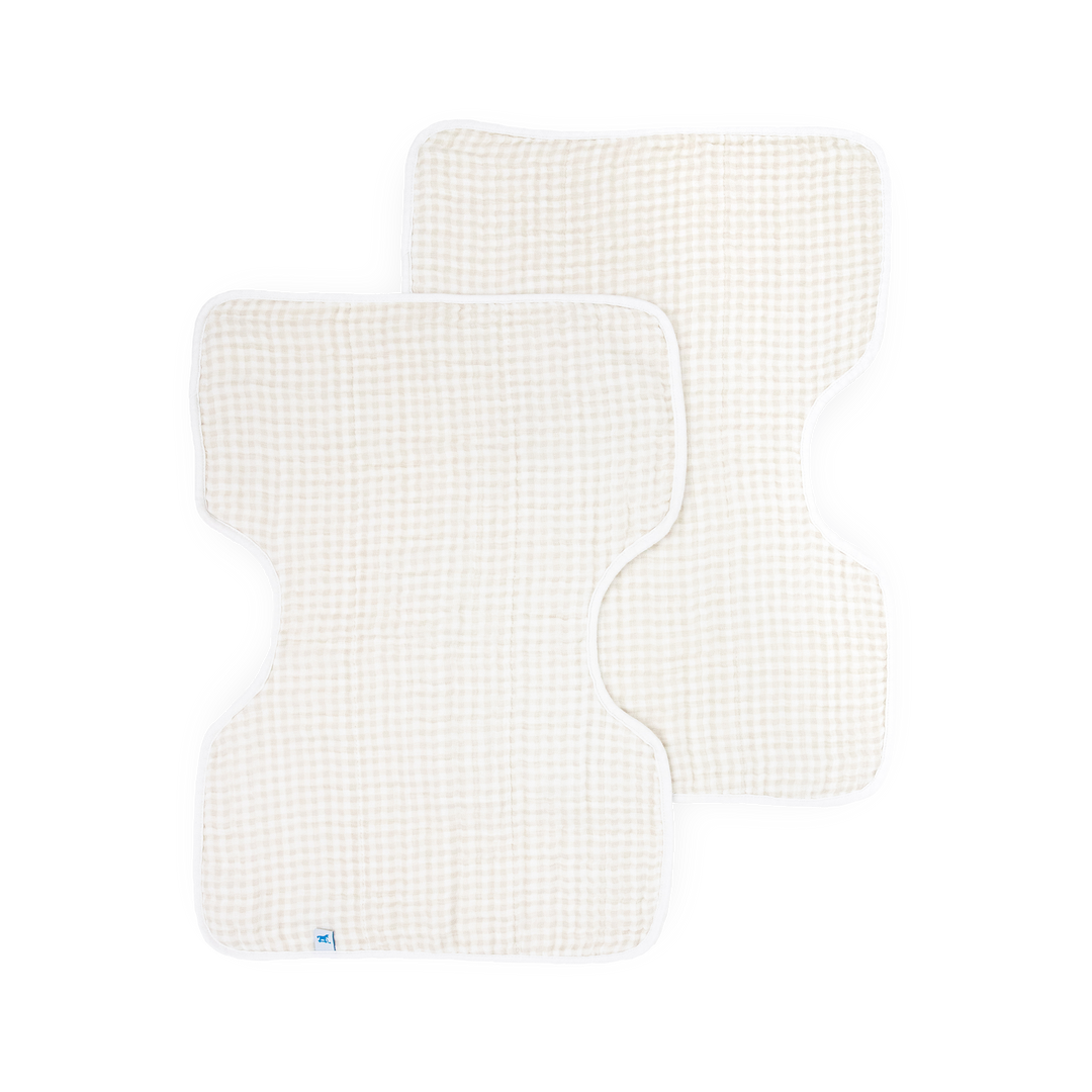 Little Unicorn Tan Gingham Cotton Muslin burp cloths, soft and absorbent