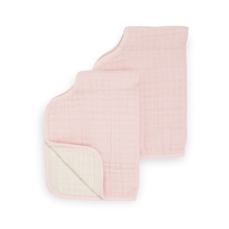 Two-pack of Little Unicorn Cotton Muslin Burp Cloths - Light Pink, ideal burp cloths for baby feeding time
