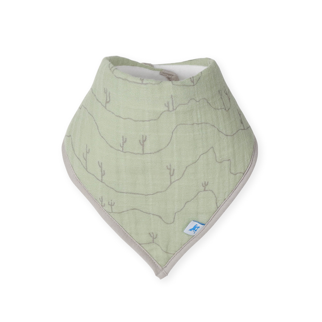 Stacked set of Little Unicorn Cotton Muslin + Fleece Bandana Bib 4 Pack - Adobe Checker, practical and chic bibs for babies.