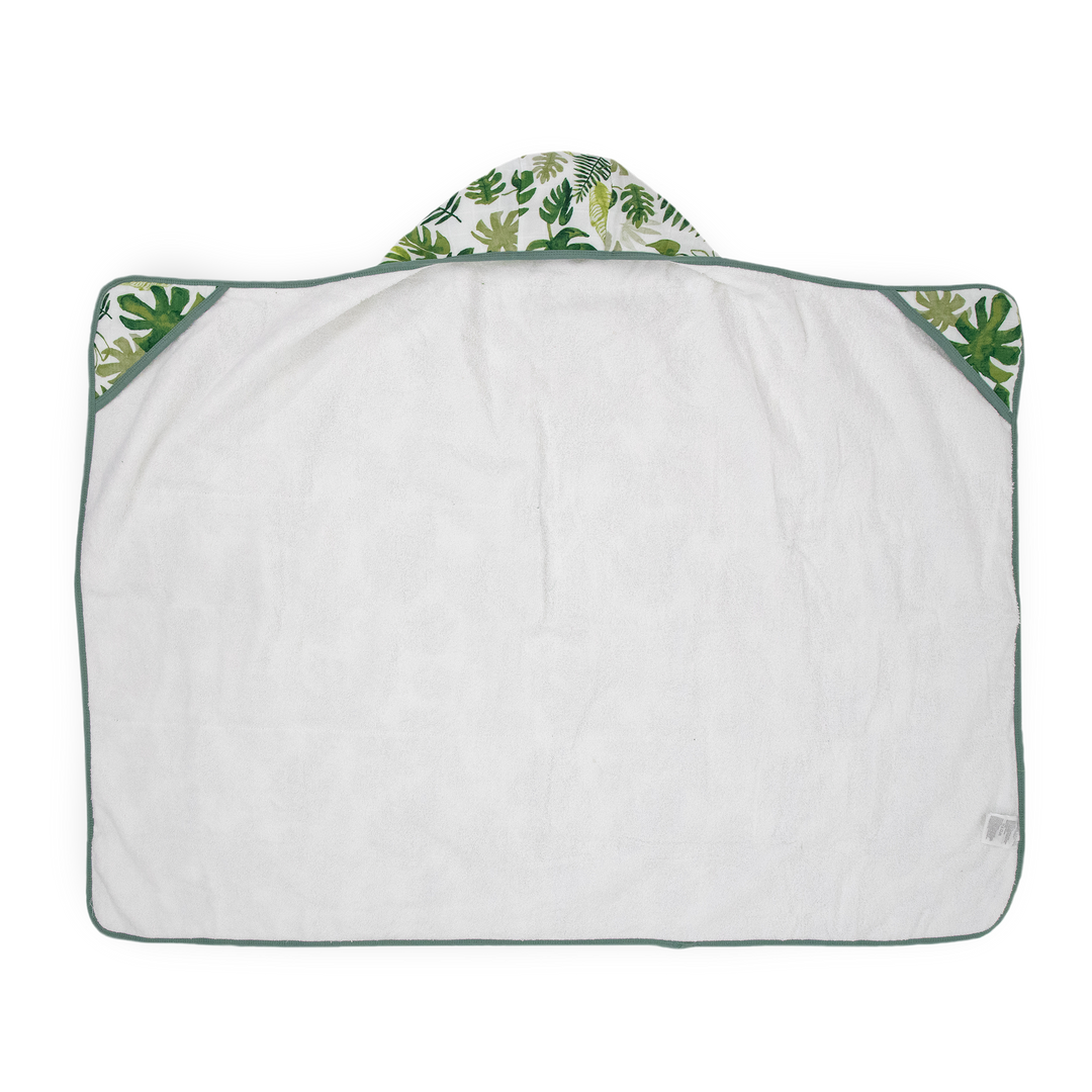 Tropical Leaf hooded baby towel by Little Unicorn, cozy and absorbent for toddlers