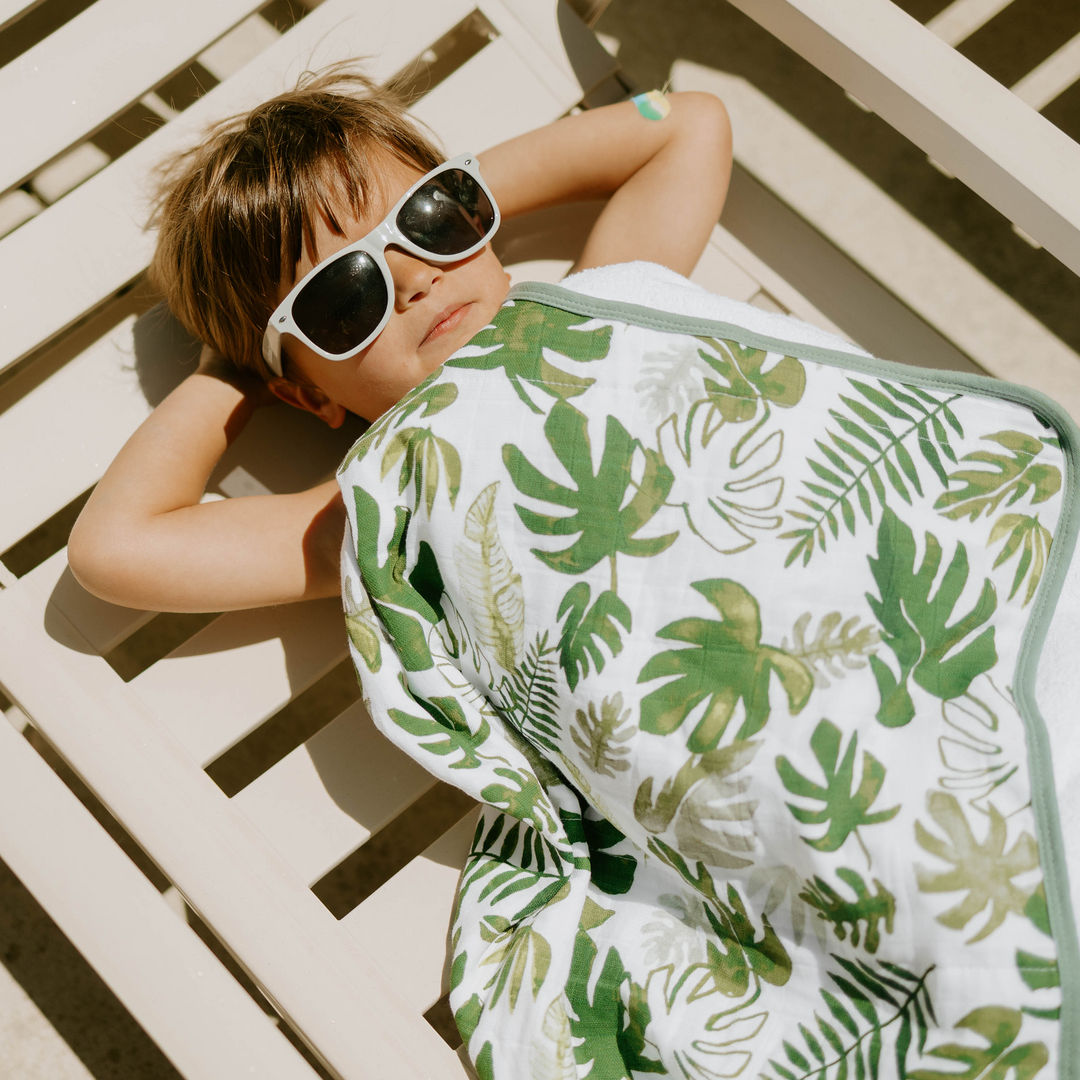 Little Unicorn Toddler Hooded Towel - Tropical Leaf, hooded towels for babies in playful design