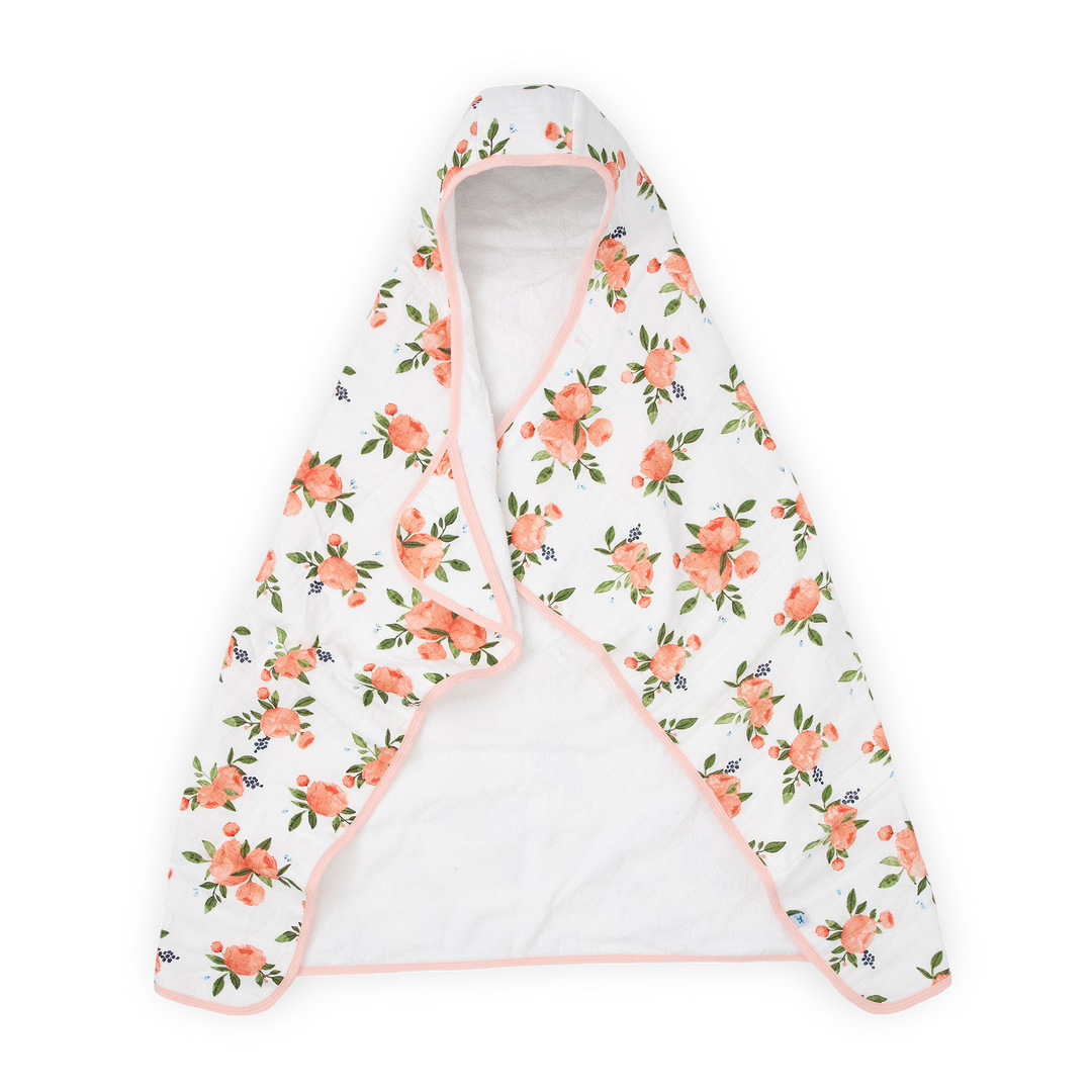 Little Unicorn Toddler Hooded Towel - Watercolor Roses, soft baby towels for bath time