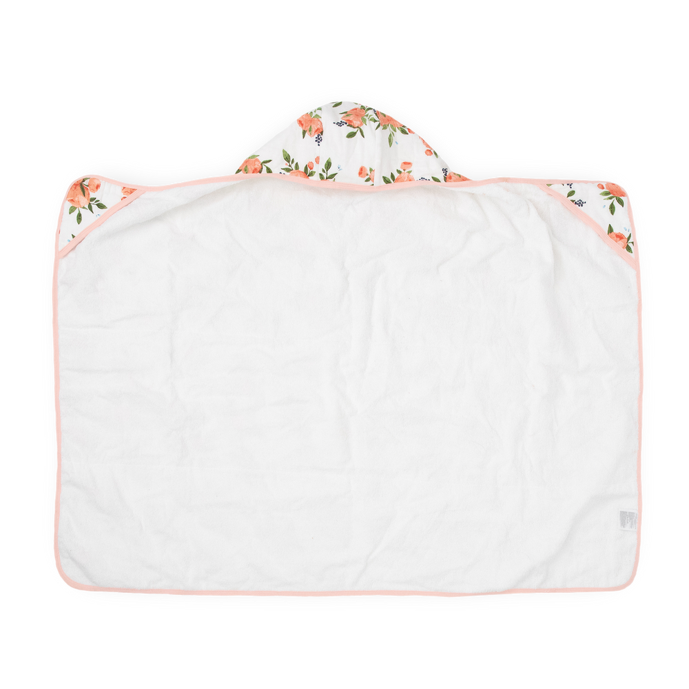 Watercolor Roses hooded baby towel by Little Unicorn, cozy and gentle for toddlers