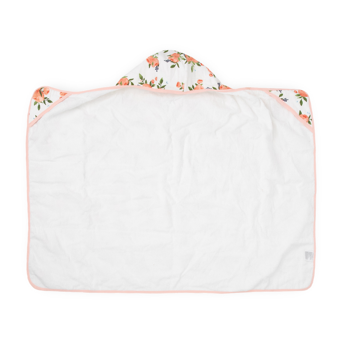 Watercolor Roses hooded baby towel by Little Unicorn, cozy and gentle for toddlers