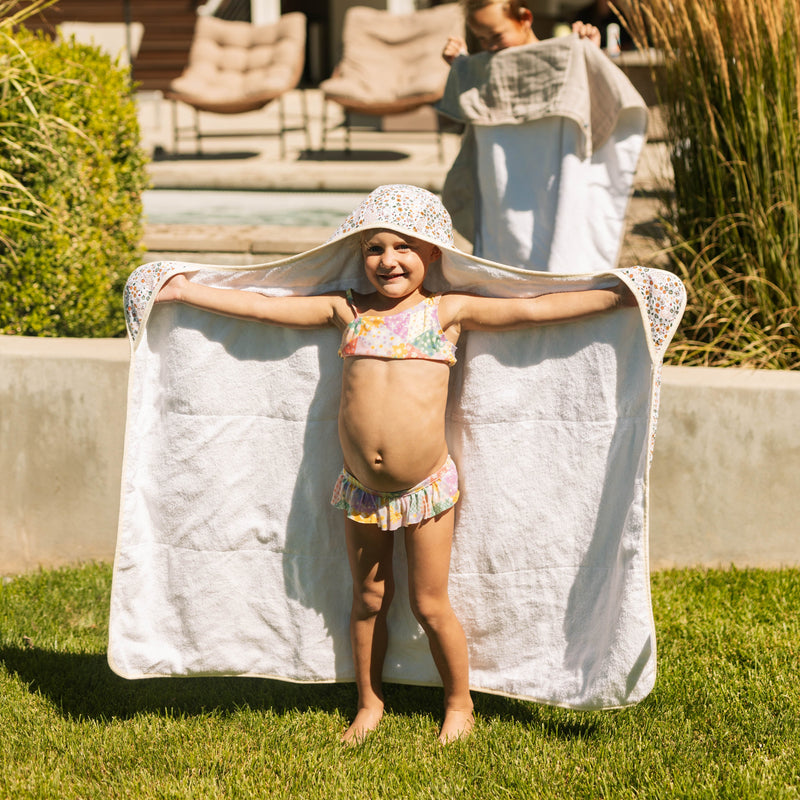 Little Unicorn Toddler Hooded Towel - Pressed Petals, hooded towels for babies in floral design
